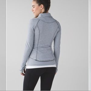 Lululemon Think Fast Pullover sweatshirt herringbone gray sz 10 M